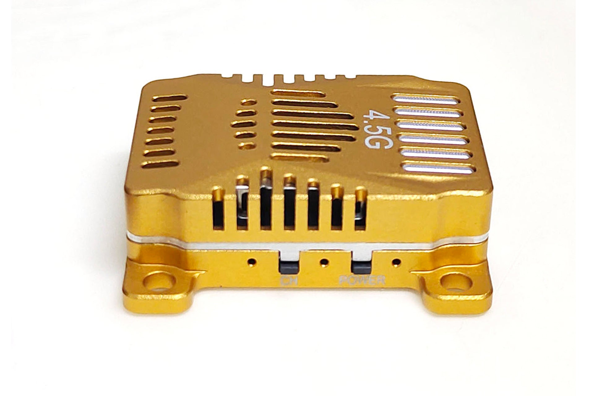 4.5GHz long range video transmitter in a gold casing with ventilation slots.