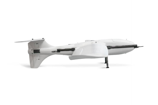 Skywalker SKY245 UAV VTOL Drone with carbon fiber body, side view.