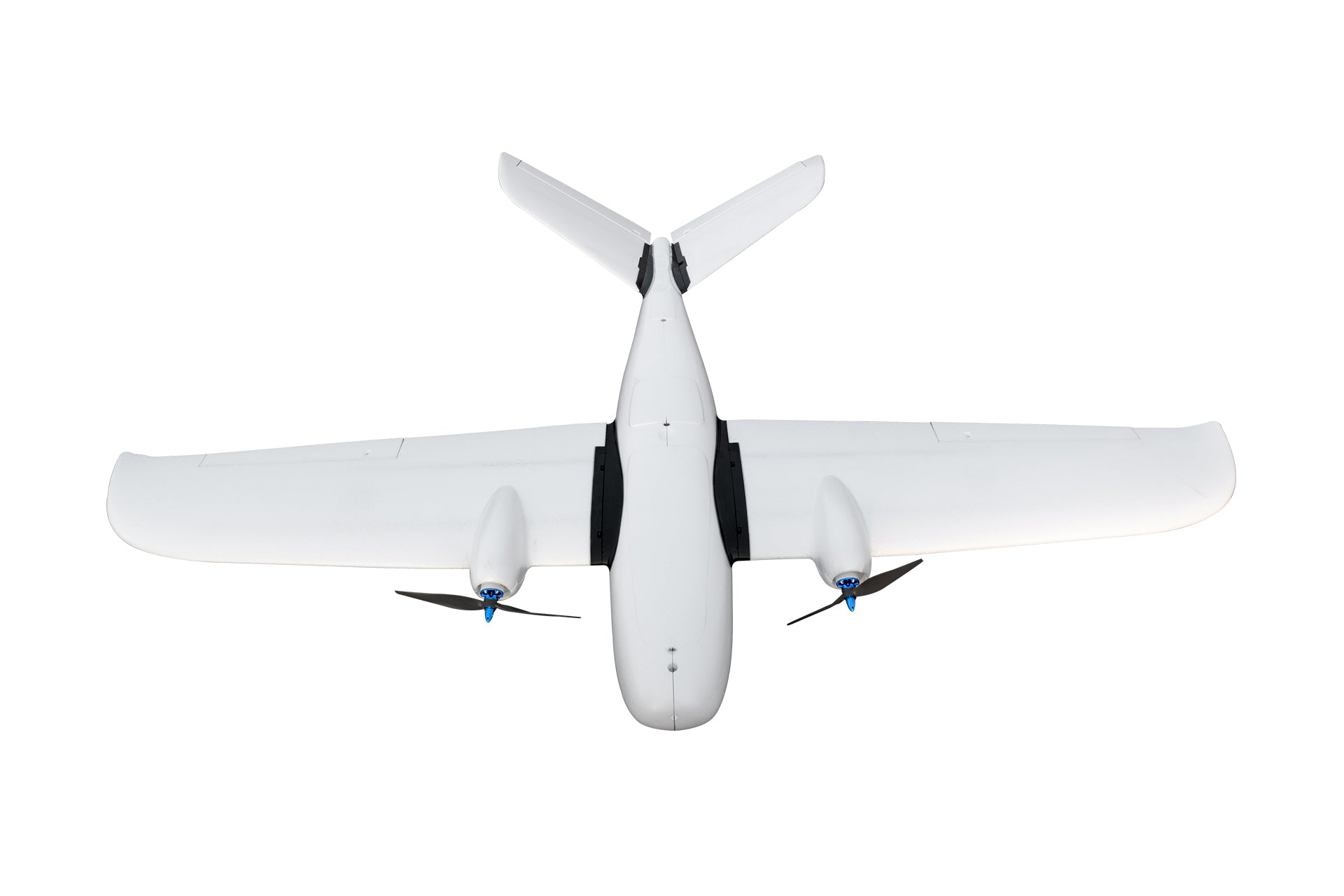 Makeflyeasy Believer 1960mm UAV Fixed Wing Drone with dual propellers, aerial view.