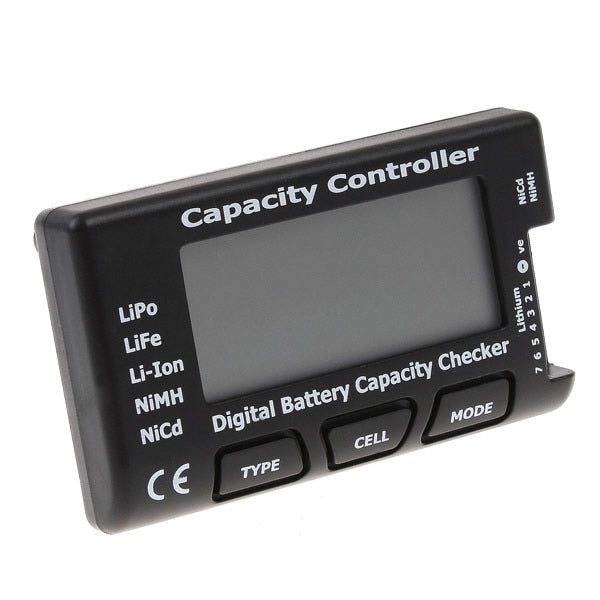 RM267 digital battery capacity checker for LiPo, LiFe, Li-ion, NiMH, NiCd batteries.