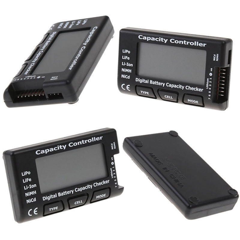 RM267 digital battery capacity checker for LiPo, LiFe, Li-ion, NiMH, NiCd batteries.